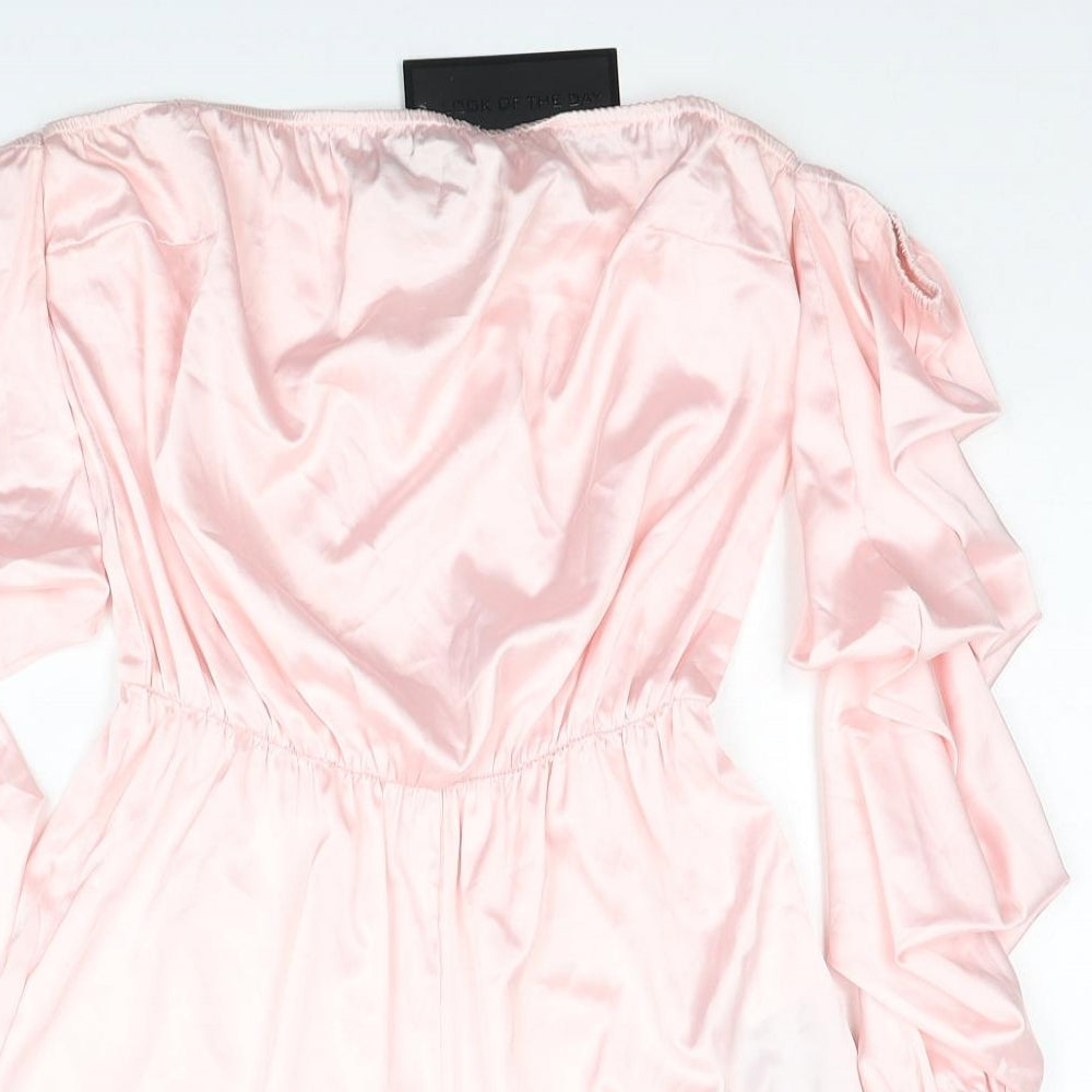 Look of the day Womens Pink Polyester Playsuit One-Piece Size 6 Pullover