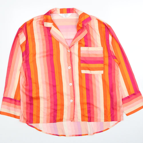 Primark Womens Multicoloured Striped Polyester Basic Button-Up Size 10 Collared