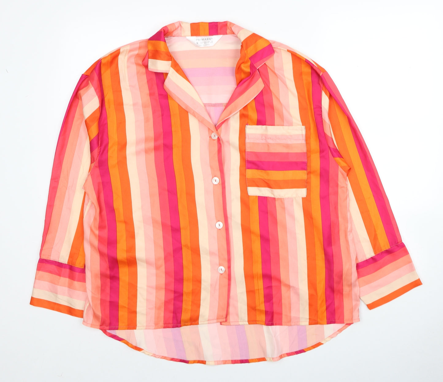 Primark Womens Multicoloured Striped Polyester Basic Button-Up Size 10 Collared