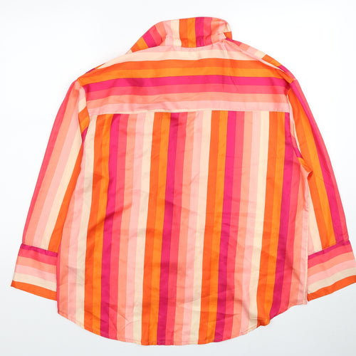 Primark Womens Multicoloured Striped Polyester Basic Button-Up Size 10 Collared