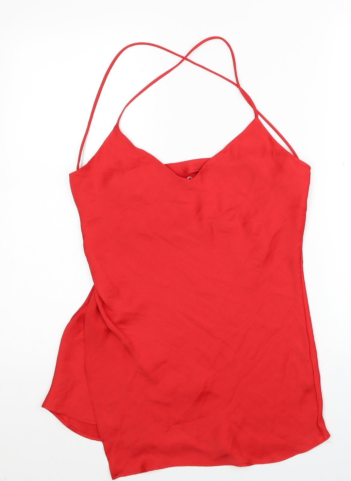 Zara Womens Red Polyester Basic Tank Size M Halter