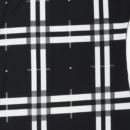 Misumi Womens Black Plaid Polyester Shift Size M Round Neck Pullover