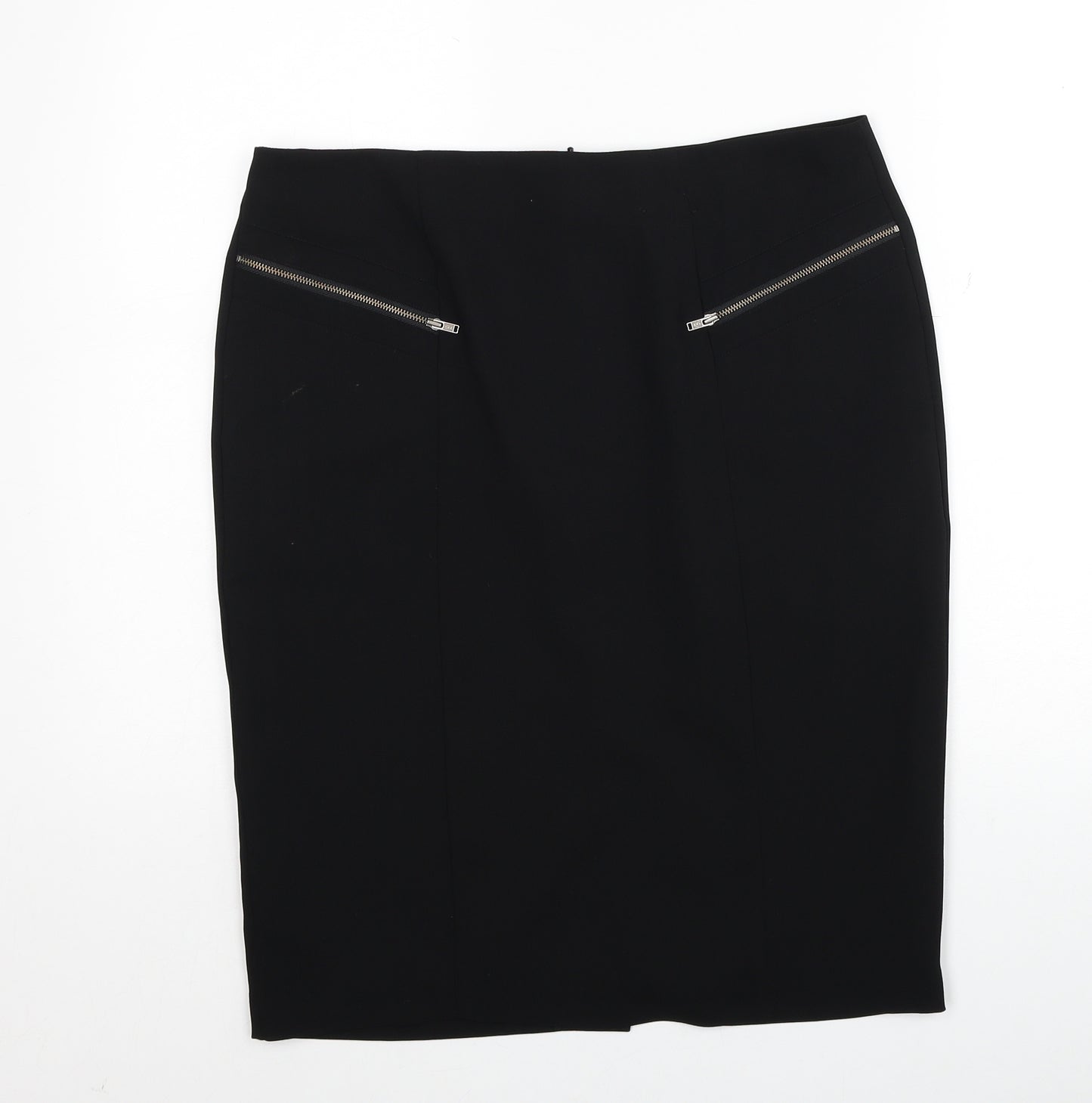 TU Womens Black Polyester Straight & Pencil Skirt Size 12 Zip