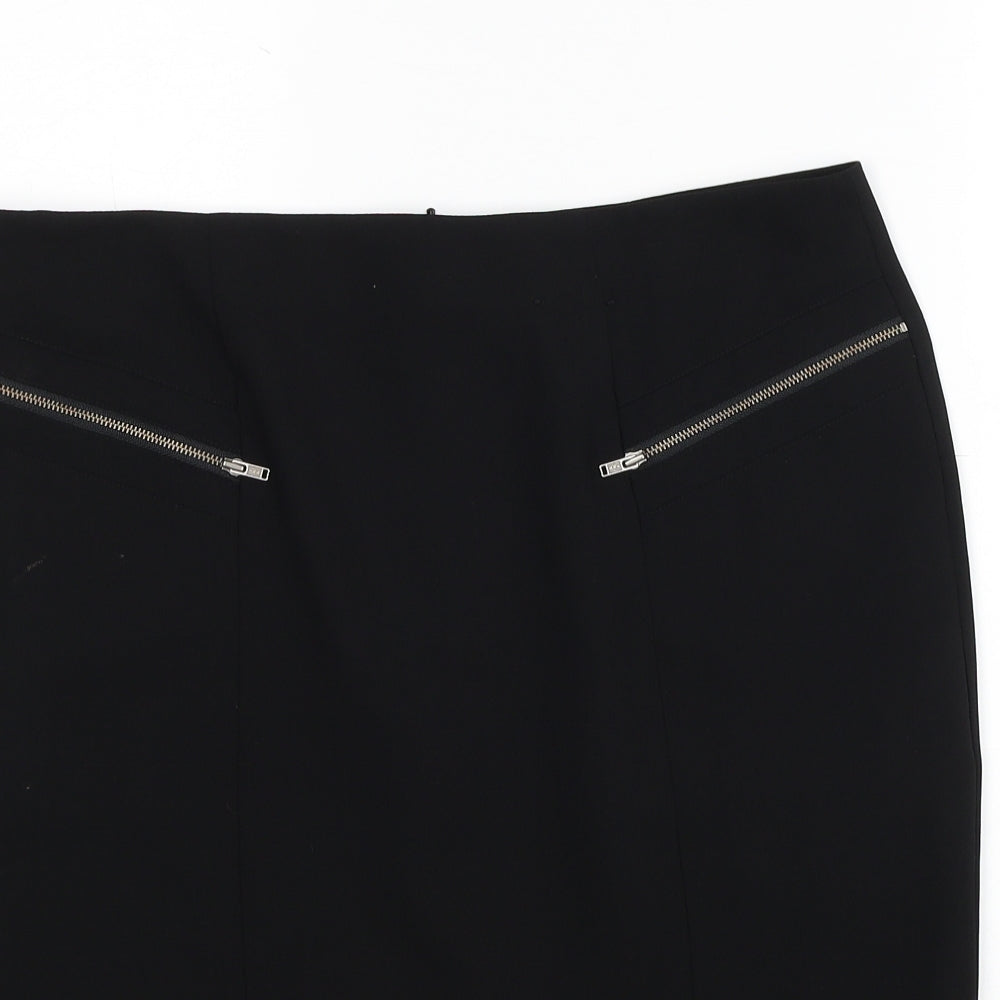TU Womens Black Polyester Straight & Pencil Skirt Size 12 Zip