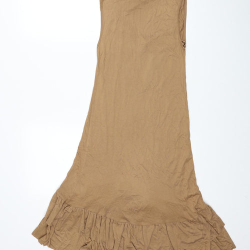 Atmosphere Womens Brown Viscose A-Line Size 12 Scoop Neck Pullover - Lace Detail