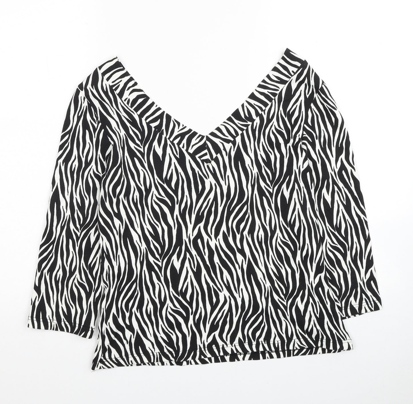 Kaliko Womens Multicoloured Geometric Viscose Basic Blouse Size 14 V-Neck