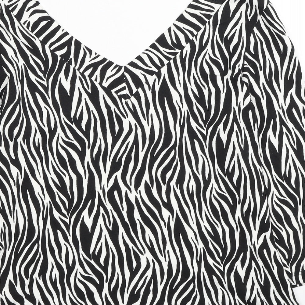Kaliko Womens Multicoloured Geometric Viscose Basic Blouse Size 14 V-Neck