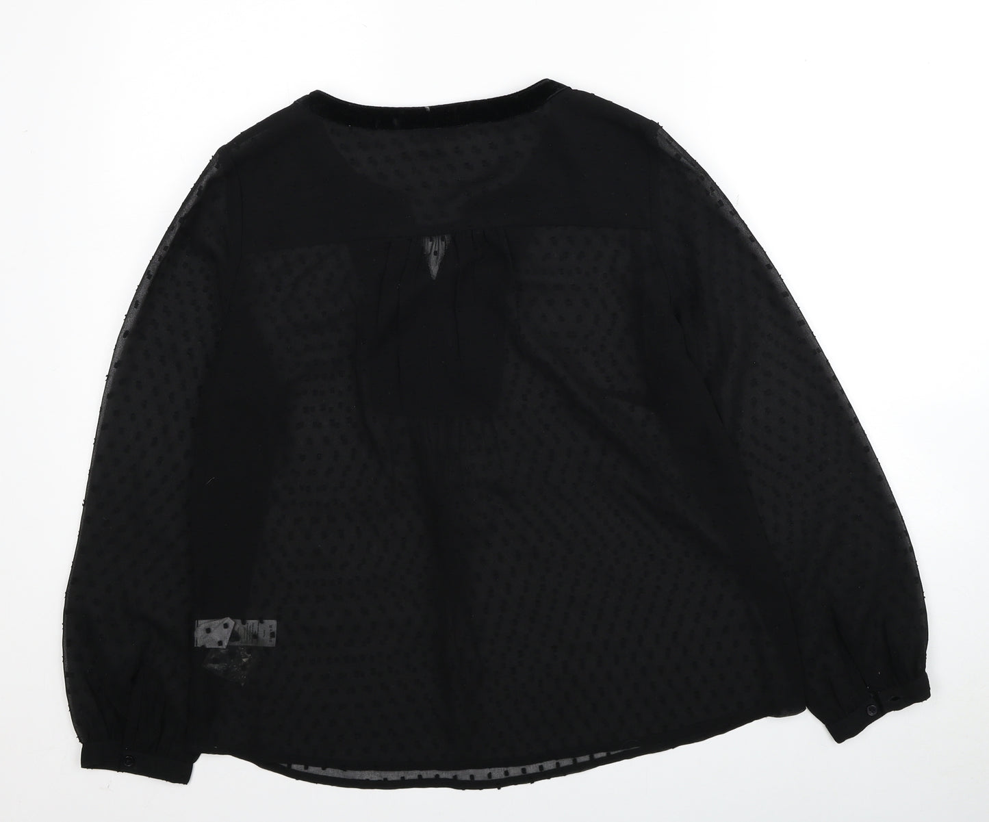 Nutmeg Womens Black Polyester Basic Blouse Size 12 Boat Neck - Embellished Neckline