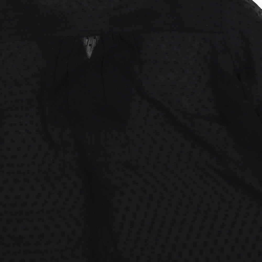 Nutmeg Womens Black Polyester Basic Blouse Size 12 Boat Neck - Embellished Neckline