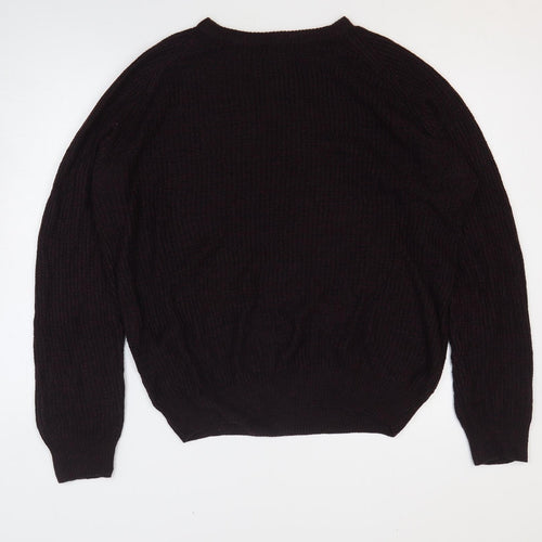 PEP&CO Mens Purple Round Neck Acrylic Pullover Jumper Size M