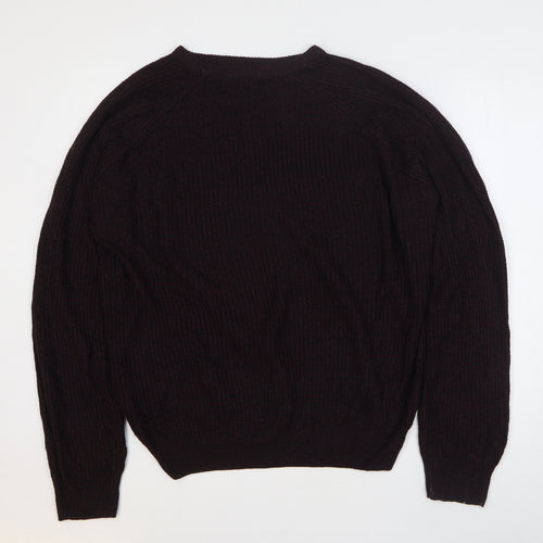 PEP&CO Mens Purple Round Neck Acrylic Pullover Jumper Size M
