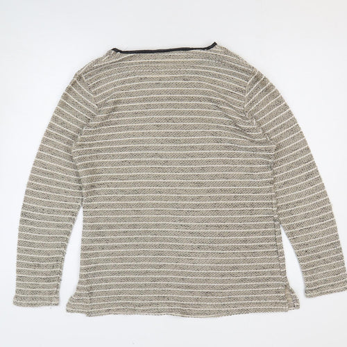 Alexara Womens Gold Round Neck Striped Acrylic Pullover Jumper Size 16