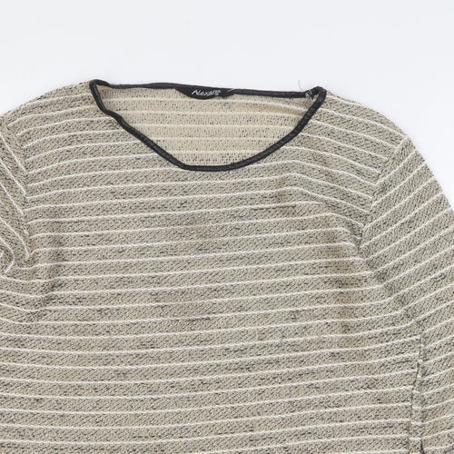 Alexara Womens Gold Round Neck Striped Acrylic Pullover Jumper Size 16