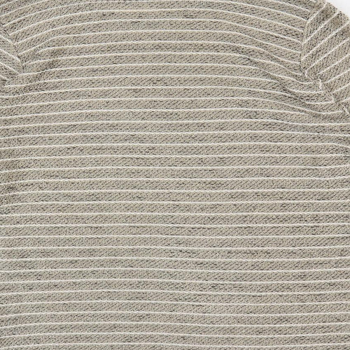 Alexara Womens Gold Round Neck Striped Acrylic Pullover Jumper Size 16
