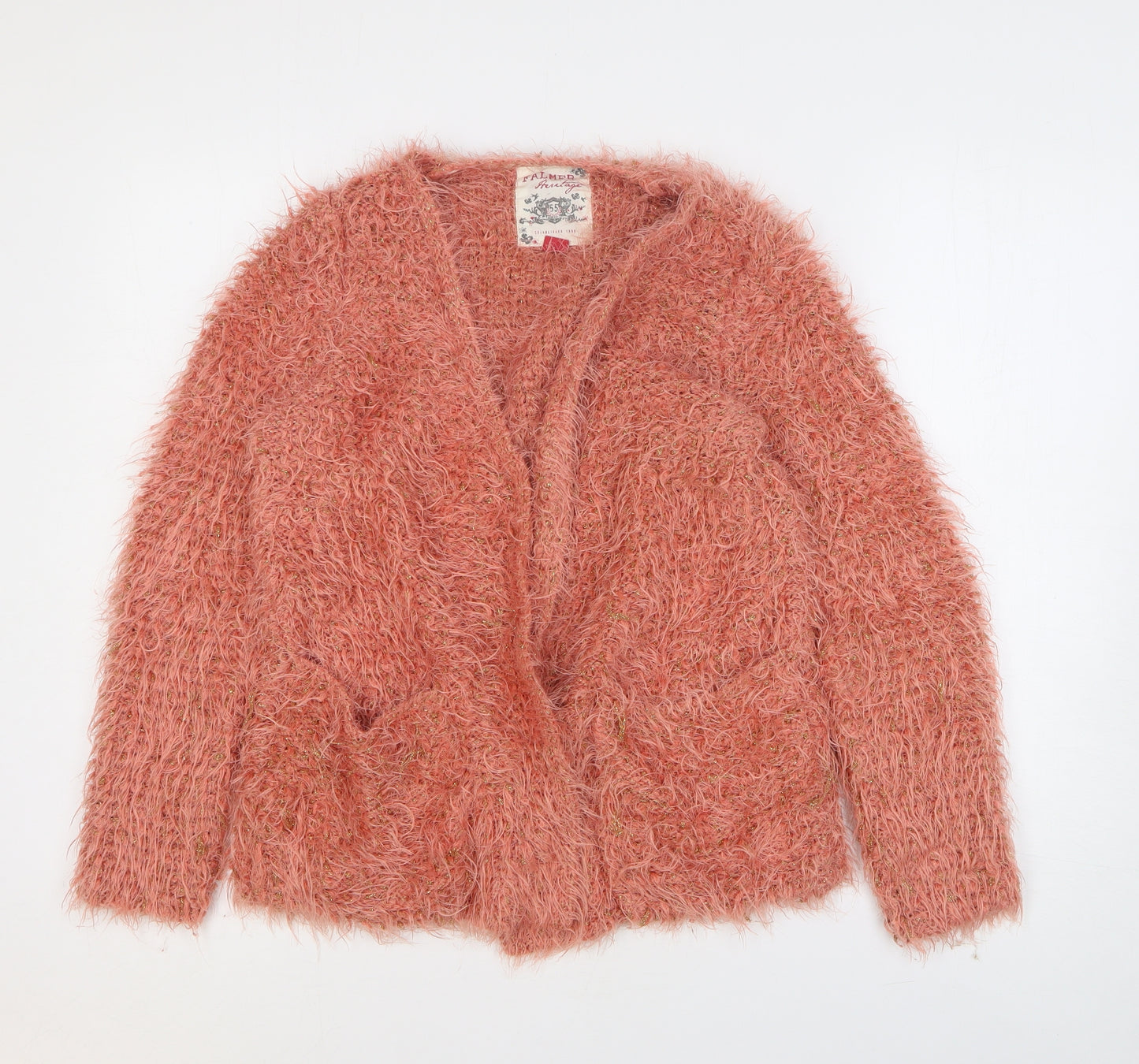 Palmer Womens Pink V-Neck Polyester Cardigan Jumper Size 16