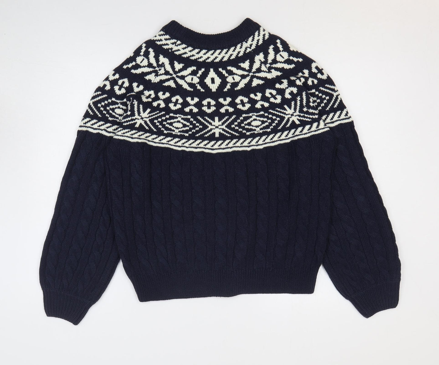 Lindex Mens Blue Mock Neck Geometric Acrylic Pullover Jumper Size M