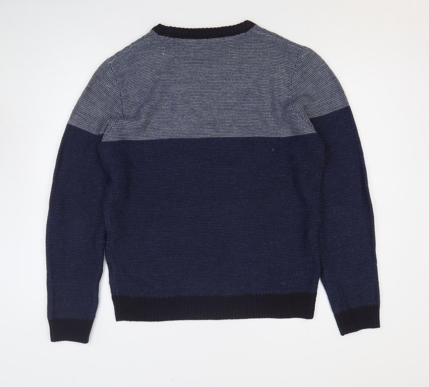 Tokyo Laundry Mens Blue Round Neck Geometric Acrylic Pullover Jumper Size L