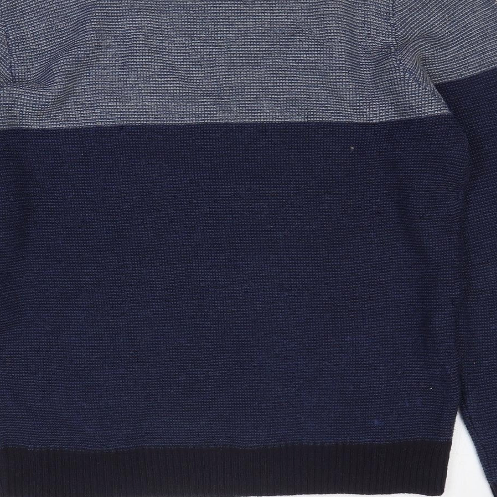 Tokyo Laundry Mens Blue Round Neck Geometric Acrylic Pullover Jumper Size L