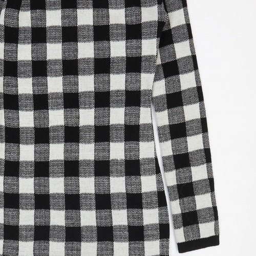 Boohoo Womens Black Check Acrylic Jumper Dress Size S Roll Neck Pullover