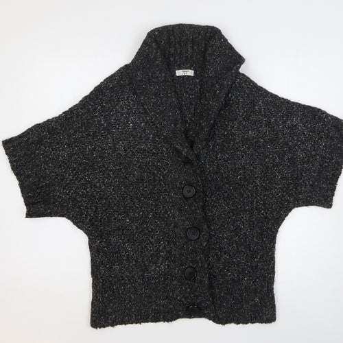 Happit Womens Grey V-Neck Acrylic Cardigan Jumper Size M