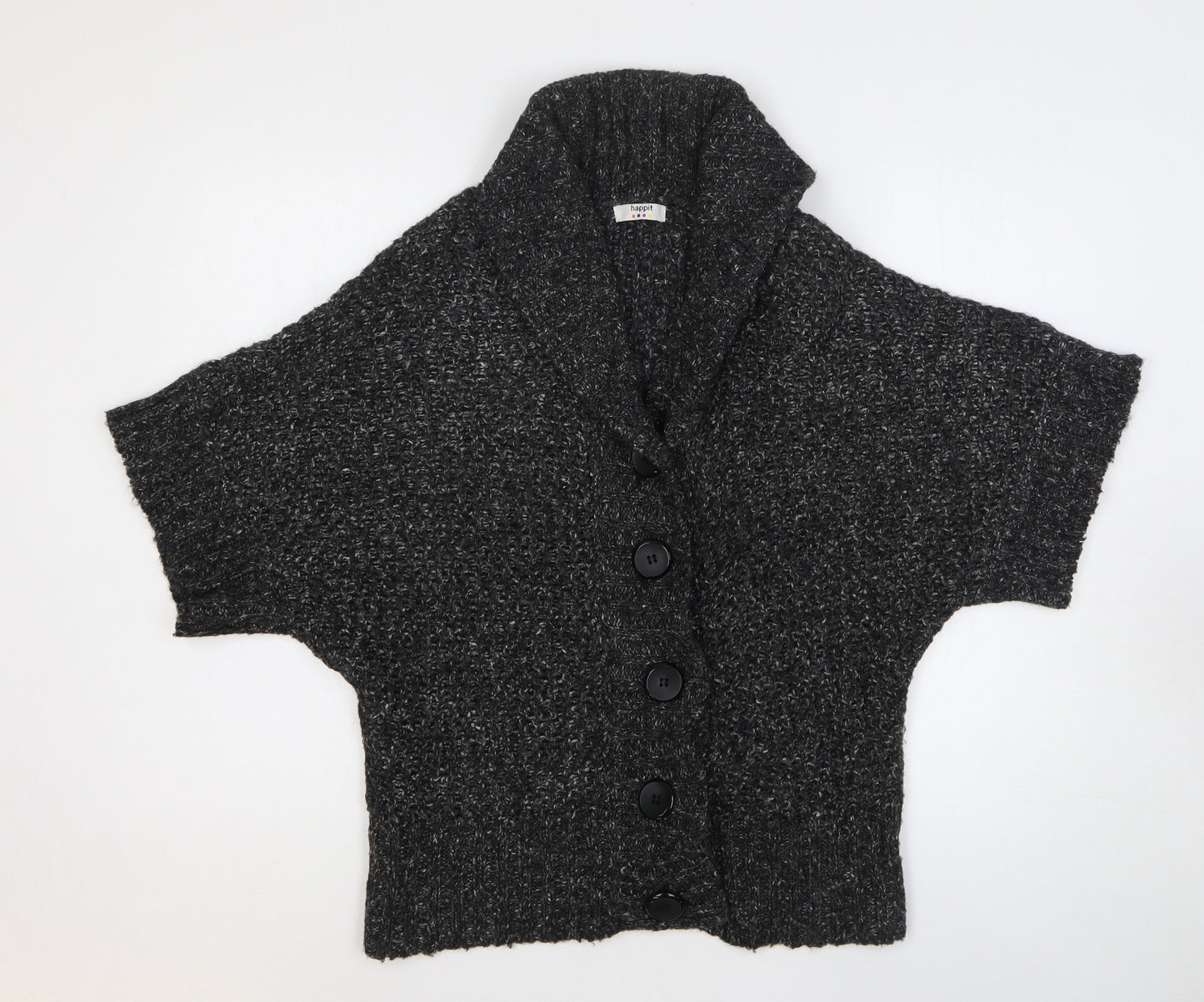 Happit Womens Grey V-Neck Acrylic Cardigan Jumper Size M