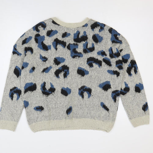 New Look Mens Multicoloured Round Neck Animal Print Acrylic Pullover Jumper Size M
