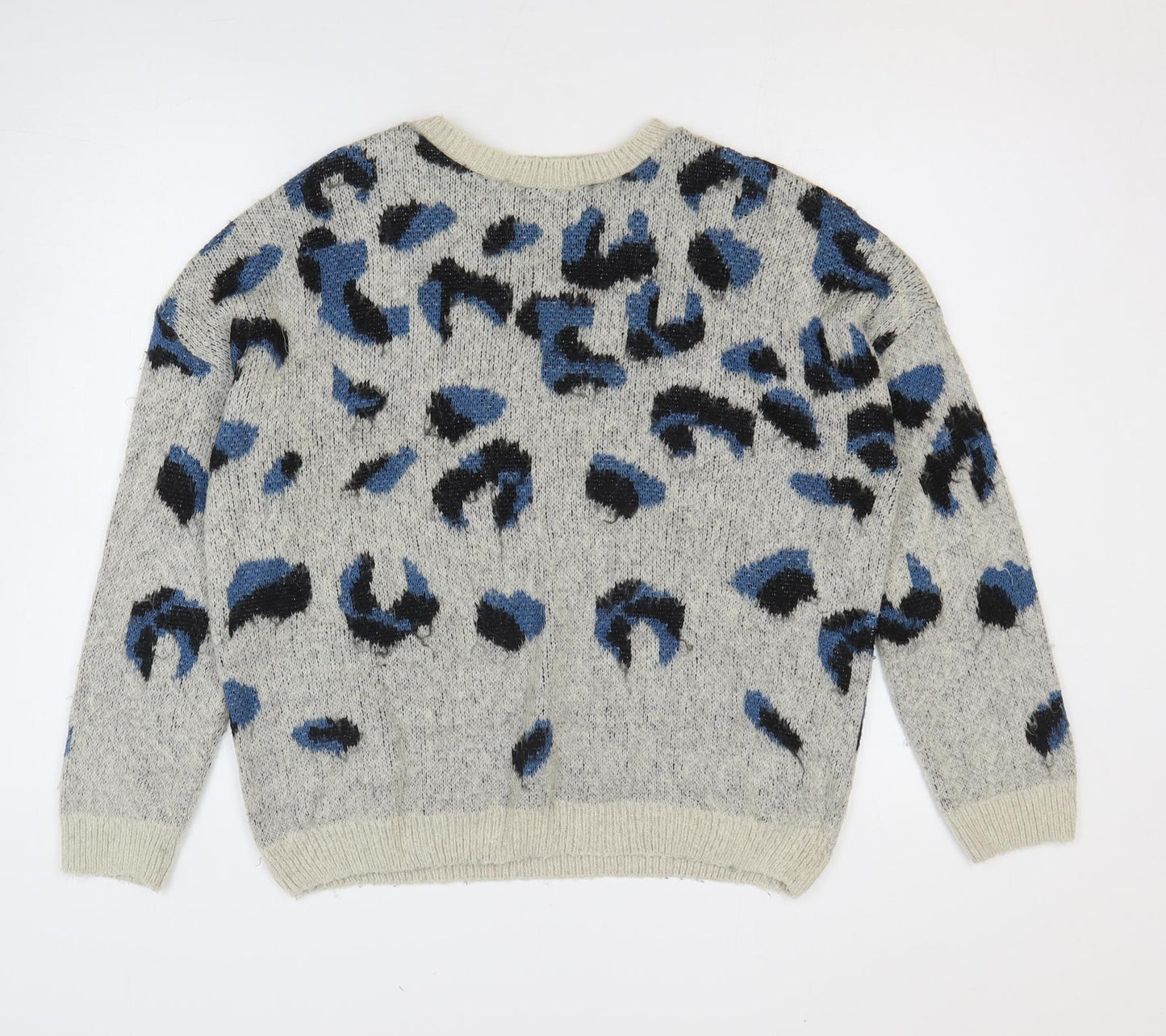 New Look Mens Multicoloured Round Neck Animal Print Acrylic Pullover Jumper Size M
