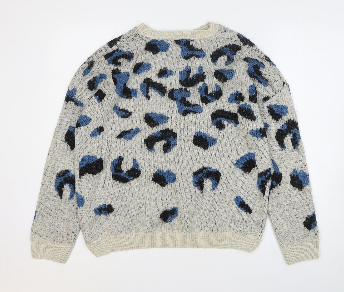 New Look Mens Multicoloured Round Neck Animal Print Acrylic Pullover Jumper Size M