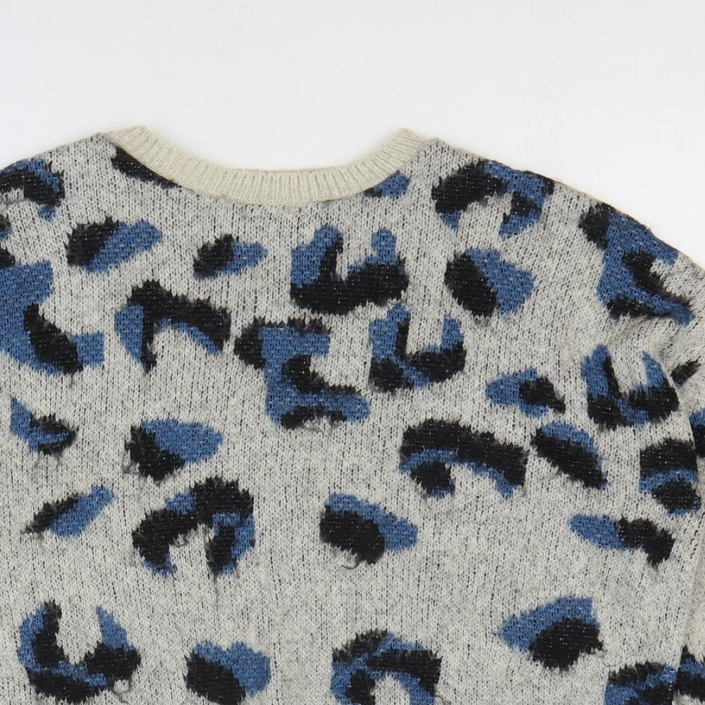 New Look Mens Multicoloured Round Neck Animal Print Acrylic Pullover Jumper Size M