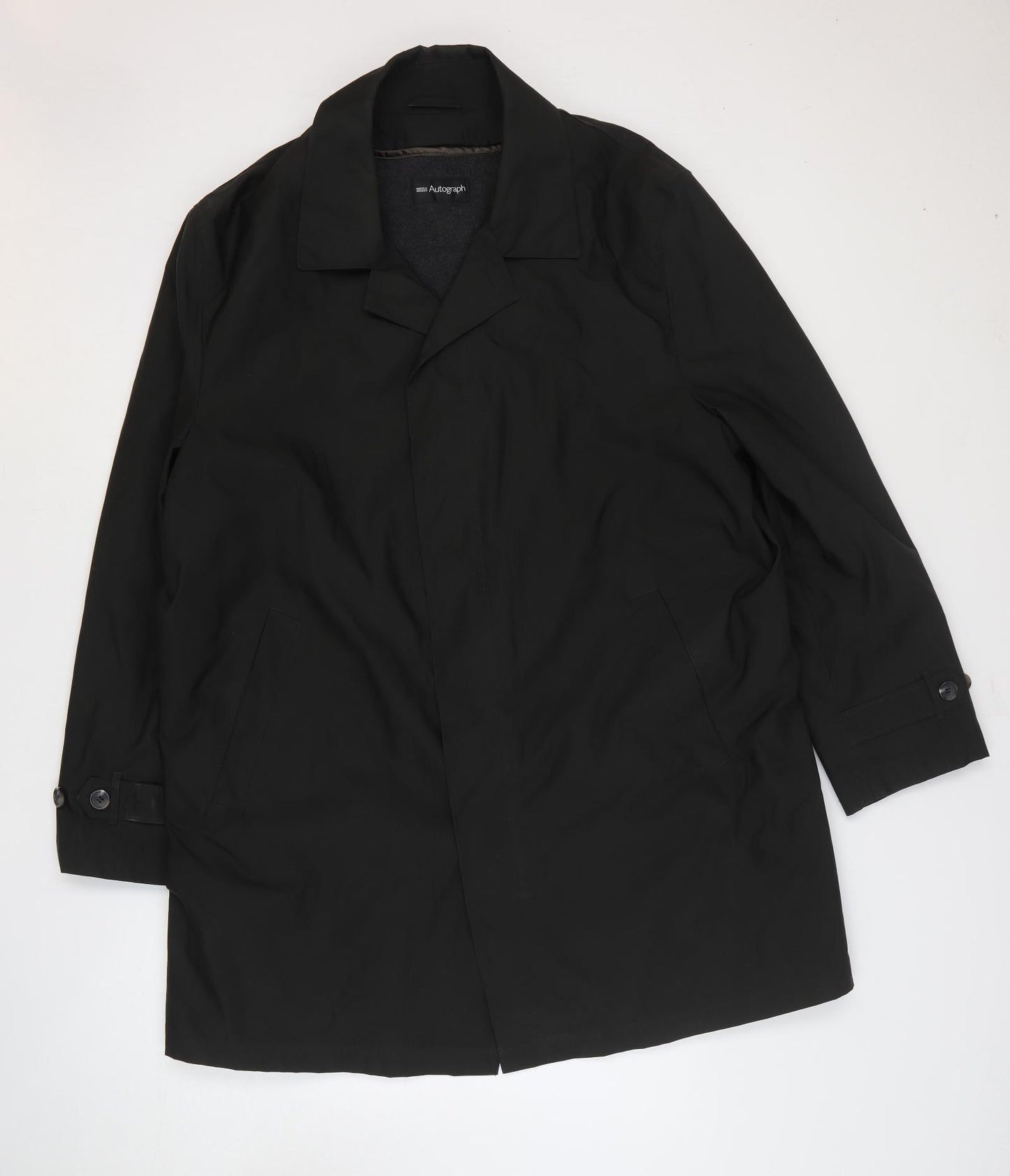 Marks and Spencer Mens Black Pea Coat Coat Size XL Zip