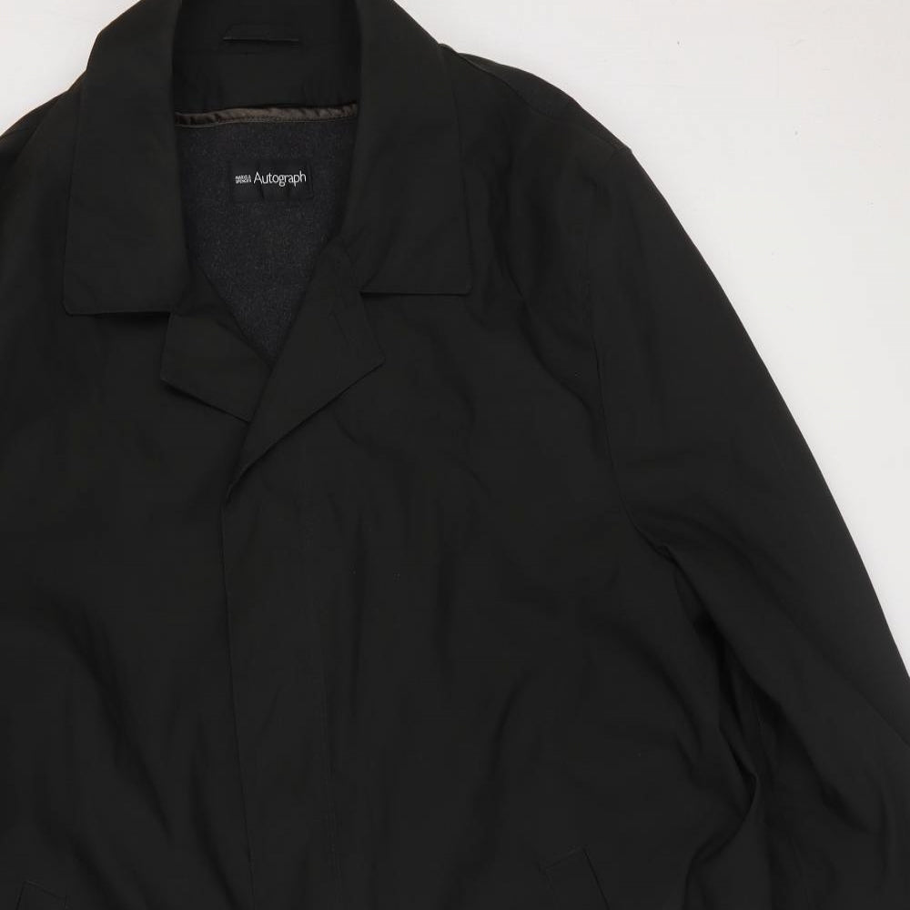 Marks and Spencer Mens Black Pea Coat Coat Size XL Zip