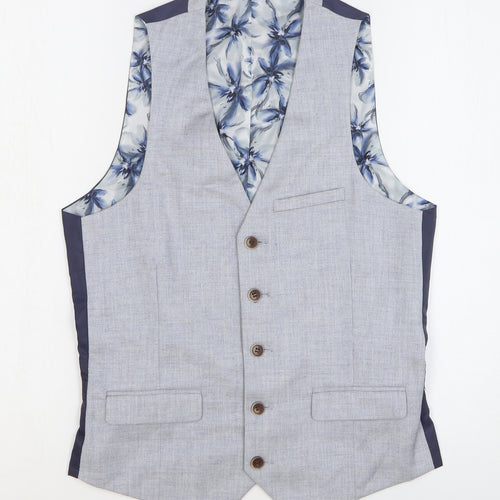 Harry Brown Mens Blue Geometric Polyester Tuxedo Suit Waistcoat Size 36