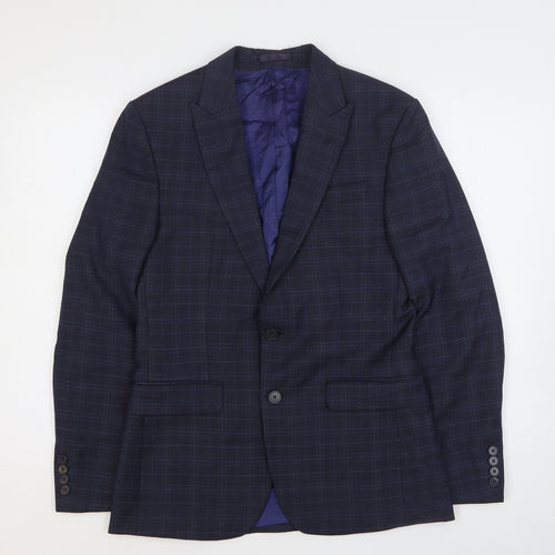 Woolrich Mens Blue Geometric Wool Jacket Suit Jacket Size 36