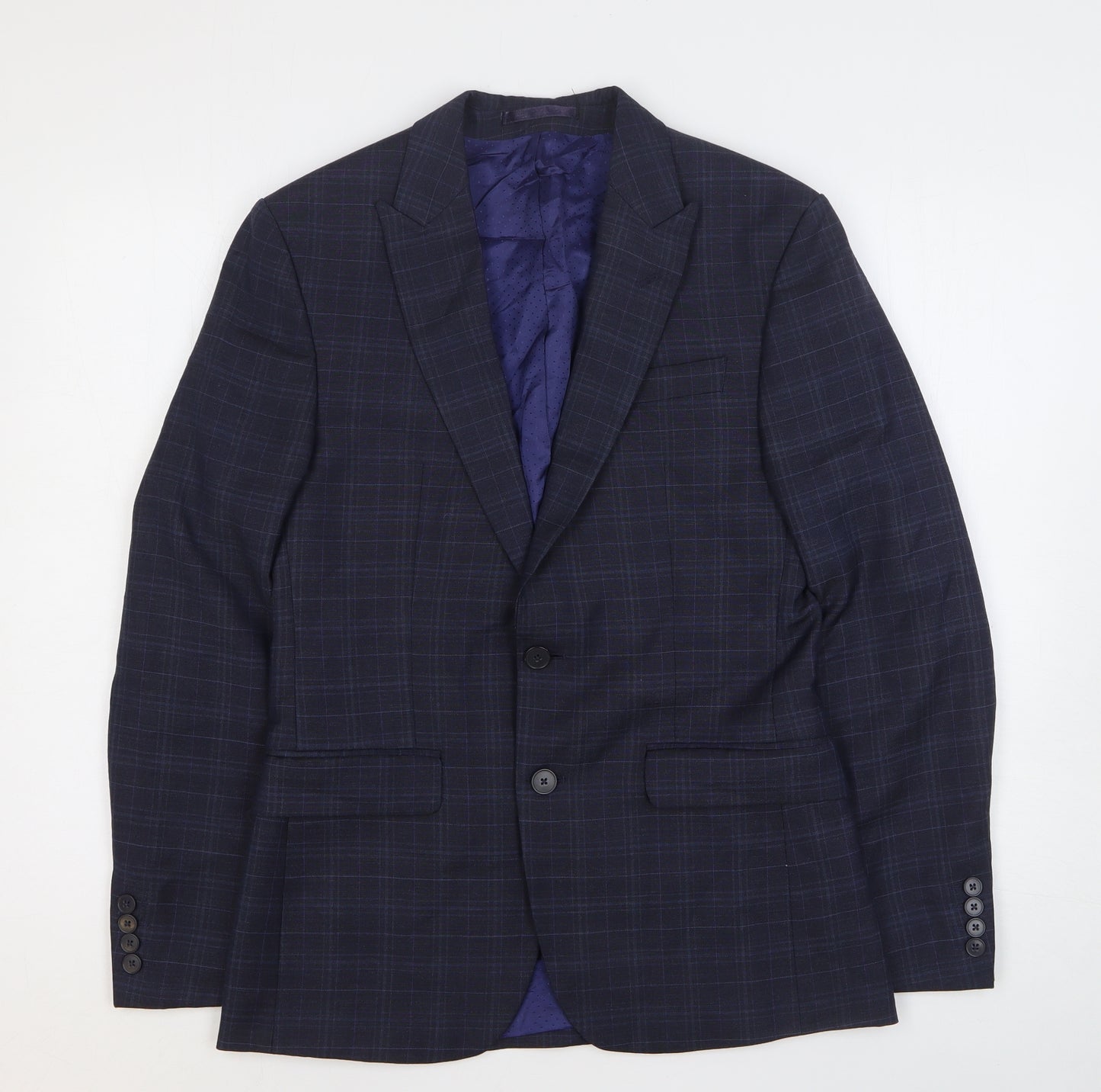 Woolrich Mens Blue Geometric Wool Jacket Suit Jacket Size 36