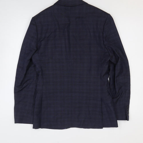 Woolrich Mens Blue Geometric Wool Jacket Suit Jacket Size 36