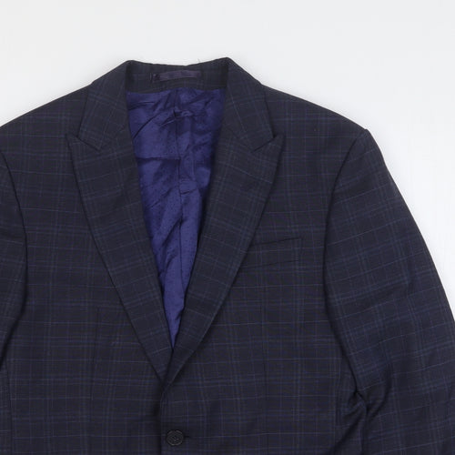 Woolrich Mens Blue Geometric Wool Jacket Suit Jacket Size 36