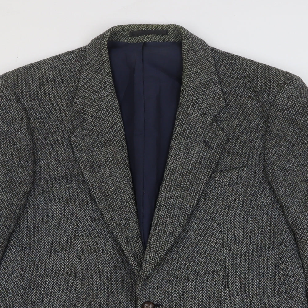 Greenwoods Mens Grey Geometric Wool Jacket Suit Jacket Size 42