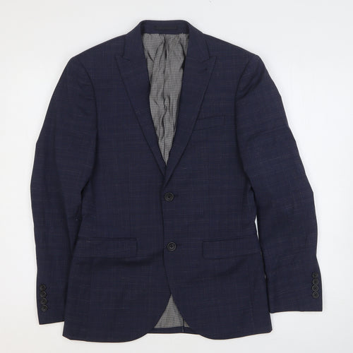 NEXT Mens Blue Geometric Polyester Jacket Suit Jacket Size 34
