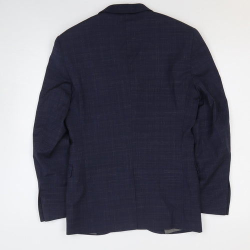 NEXT Mens Blue Geometric Polyester Jacket Suit Jacket Size 34
