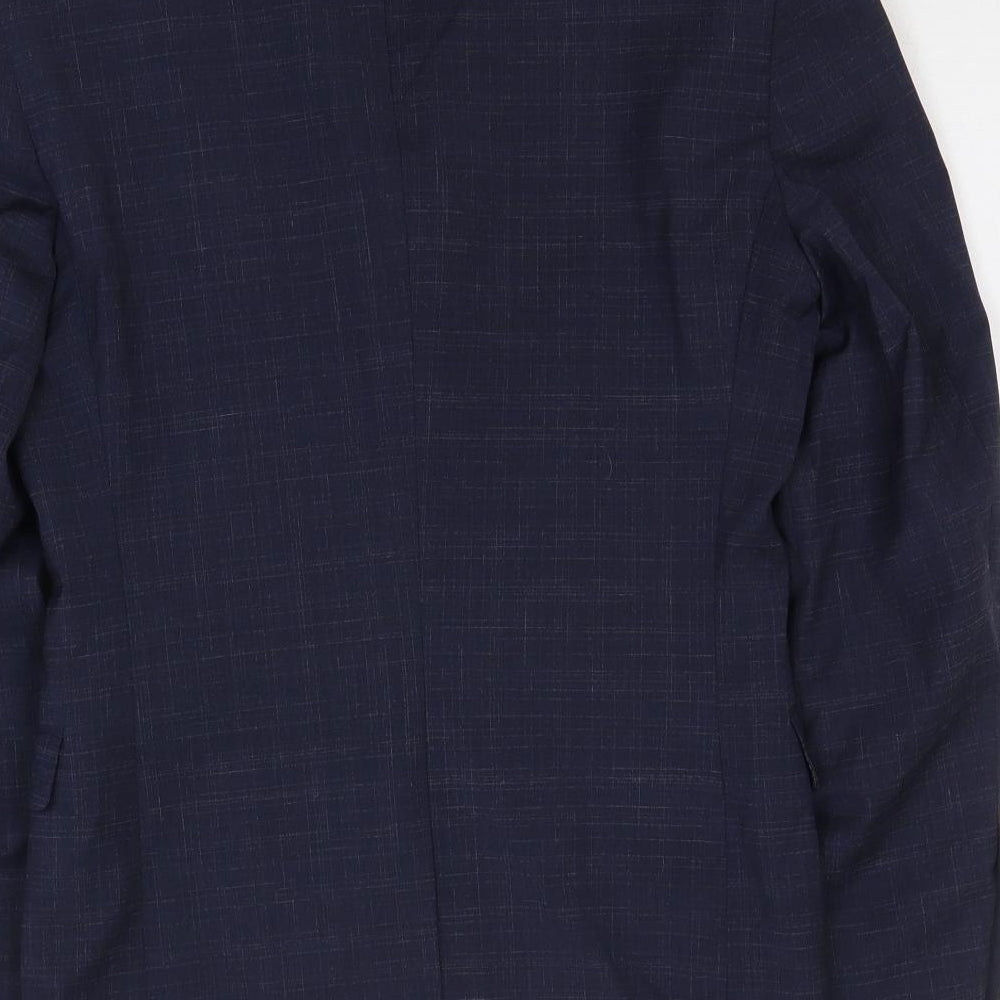 NEXT Mens Blue Geometric Polyester Jacket Suit Jacket Size 34