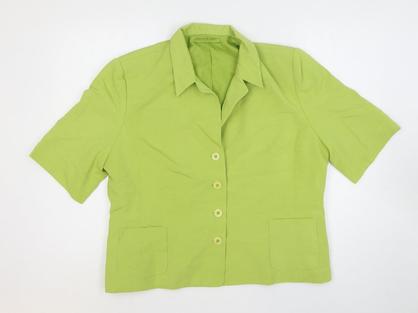 Preworn Womens Green Modal Basic Button-Up Size L Collared