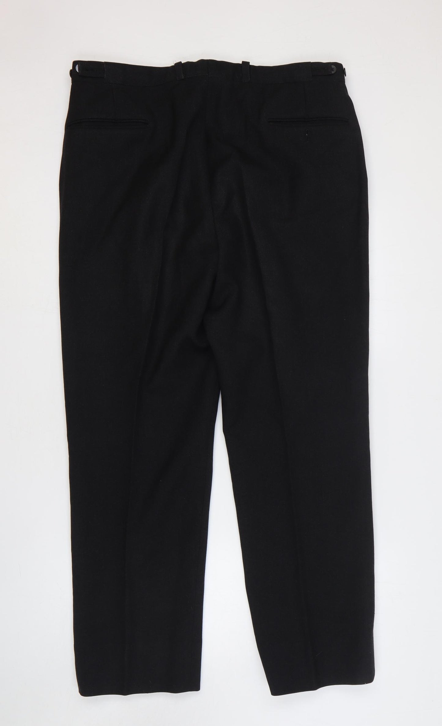 Preworn Mens Black Polyester Trousers Size 36 in Regular Zip
