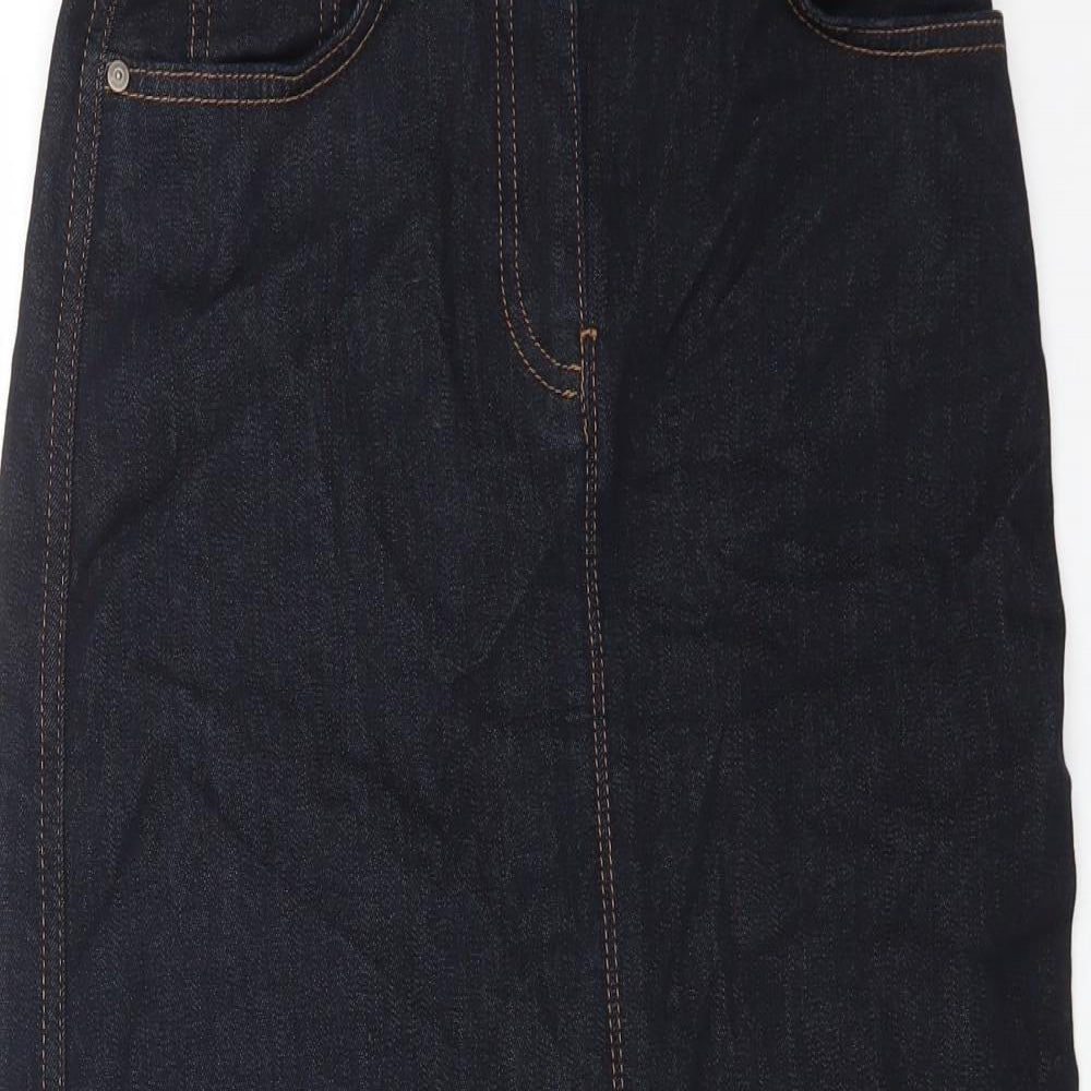 Marks and Spencer Womens Black Cotton Straight & Pencil Skirt Size 8 Zip