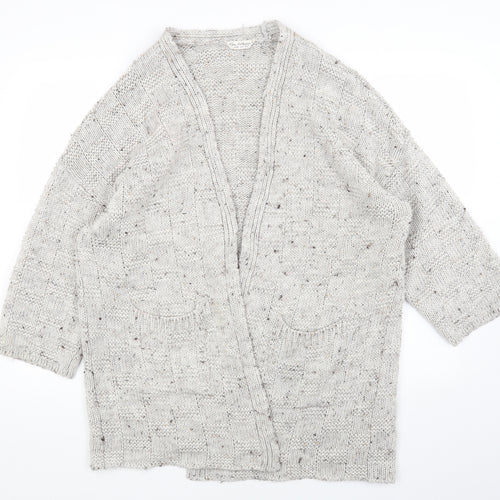 Miss Selfridge Womens Grey V-Neck Acrylic Cardigan Jumper Size 12