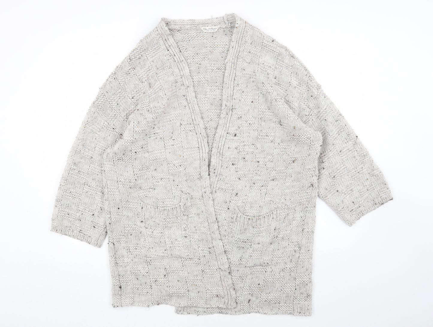 Miss Selfridge Womens Grey V-Neck Acrylic Cardigan Jumper Size 12