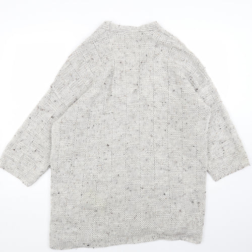 Miss Selfridge Womens Grey V-Neck Acrylic Cardigan Jumper Size 12