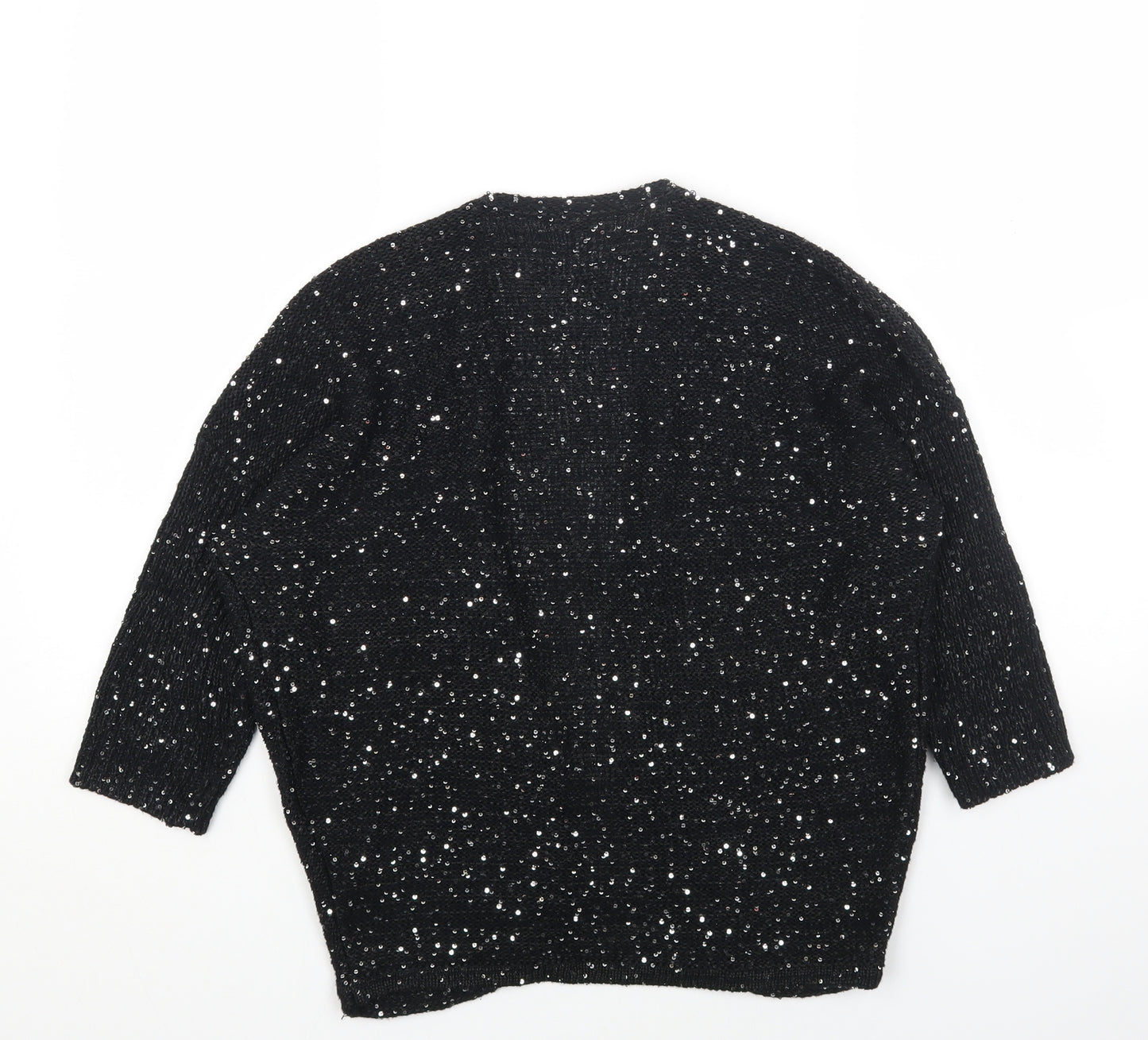 TU Womens Black V-Neck Cotton Cardigan Jumper Size 10