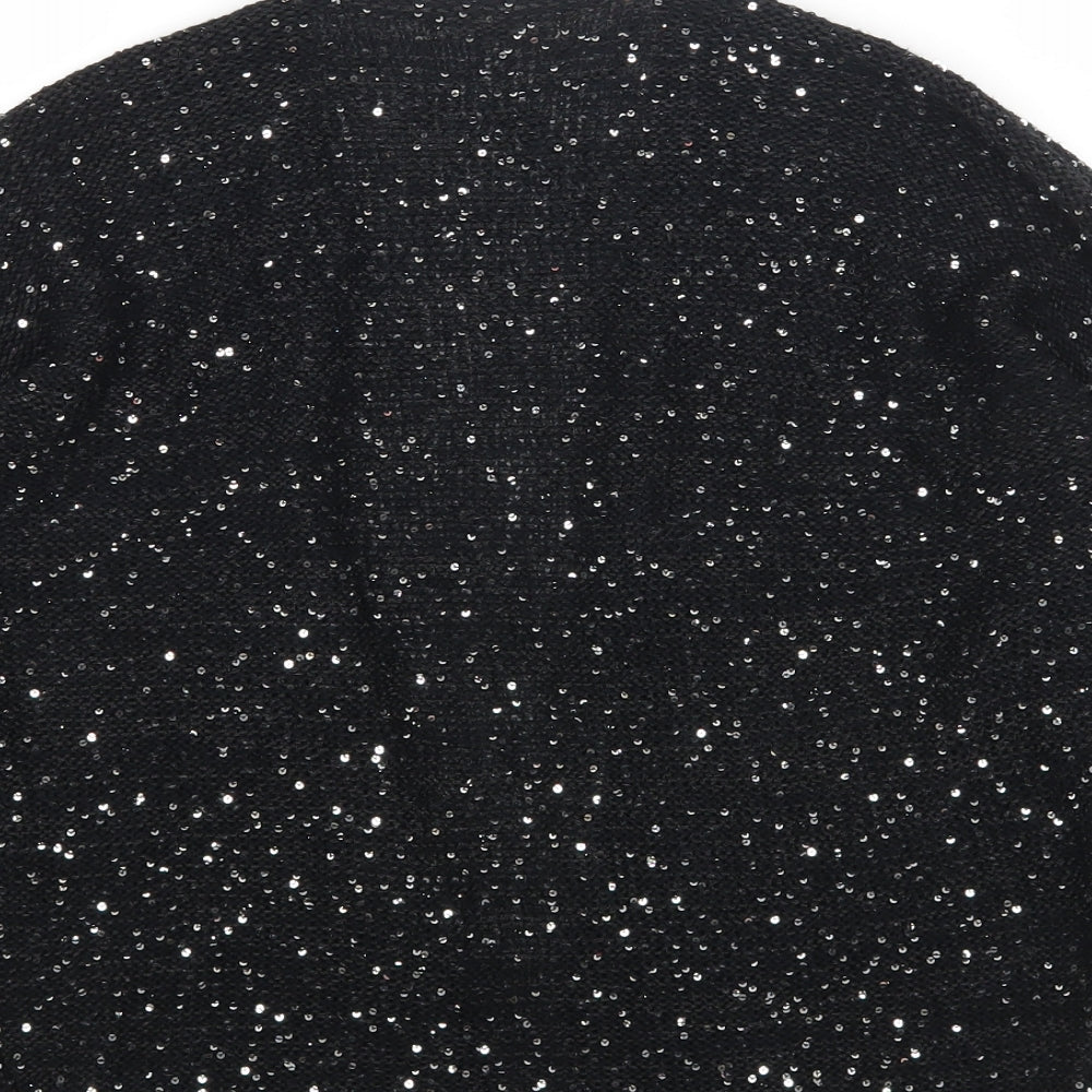 TU Womens Black V-Neck Cotton Cardigan Jumper Size 10