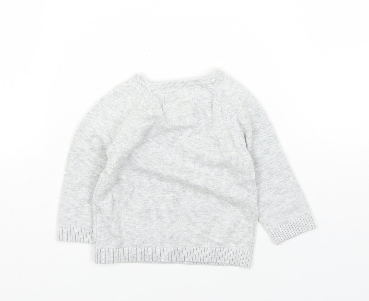 Fred & Flo Boys Grey Cotton Pullover Jumper Size 0-3 Months Button