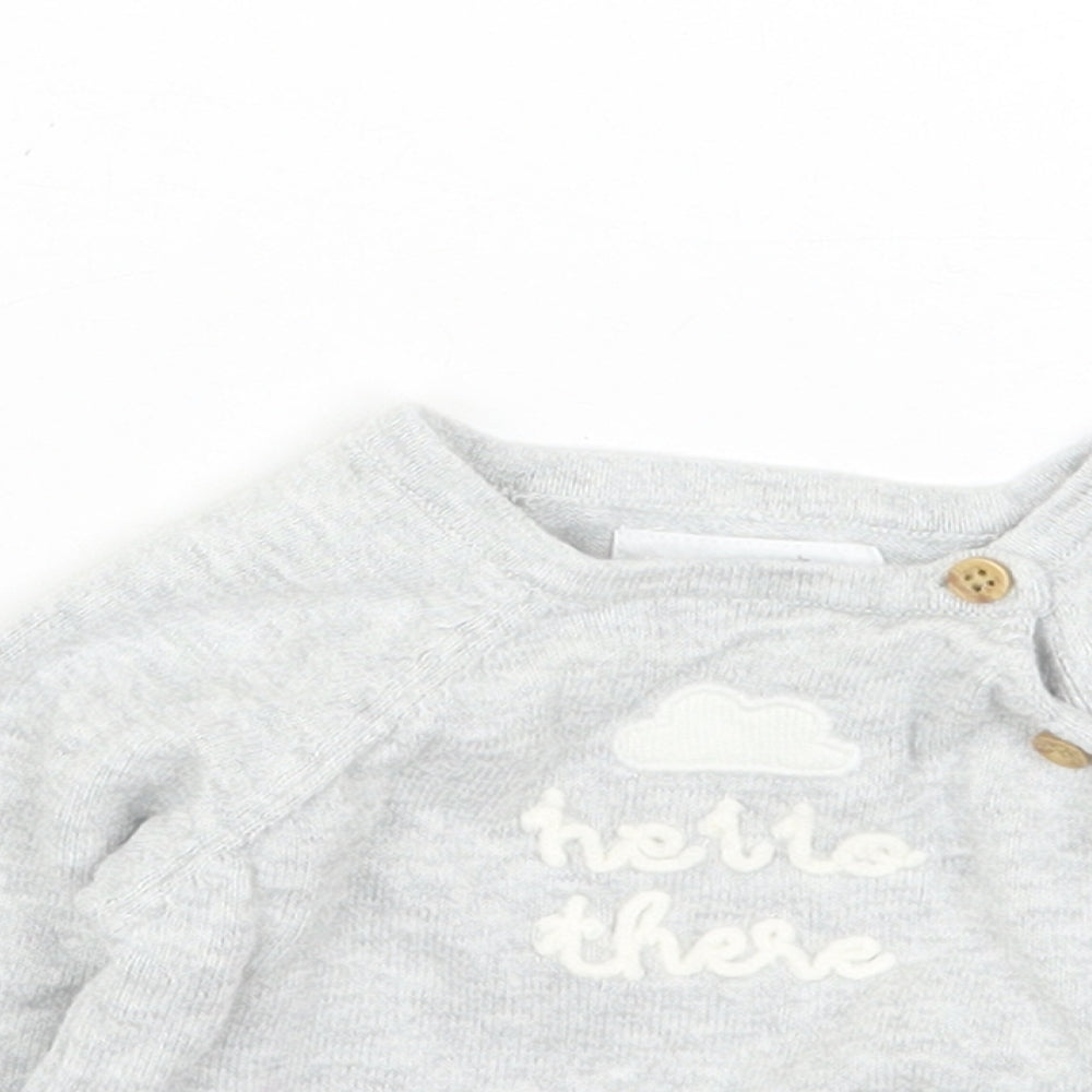 Fred & Flo Boys Grey Cotton Pullover Jumper Size 0-3 Months Button